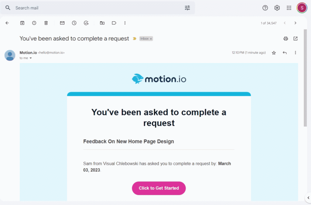 GIF showing what it looks like for clients to use Motion.io to provide feedback