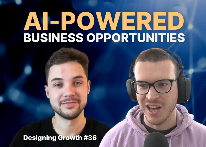 Featured image for episode 36 of Designing Growth showing guest Brett Malinowski and podcast host Sam Chlebowski.