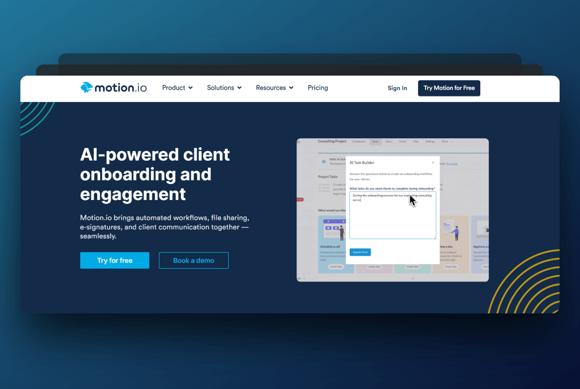 Motion.io customer onboarding software